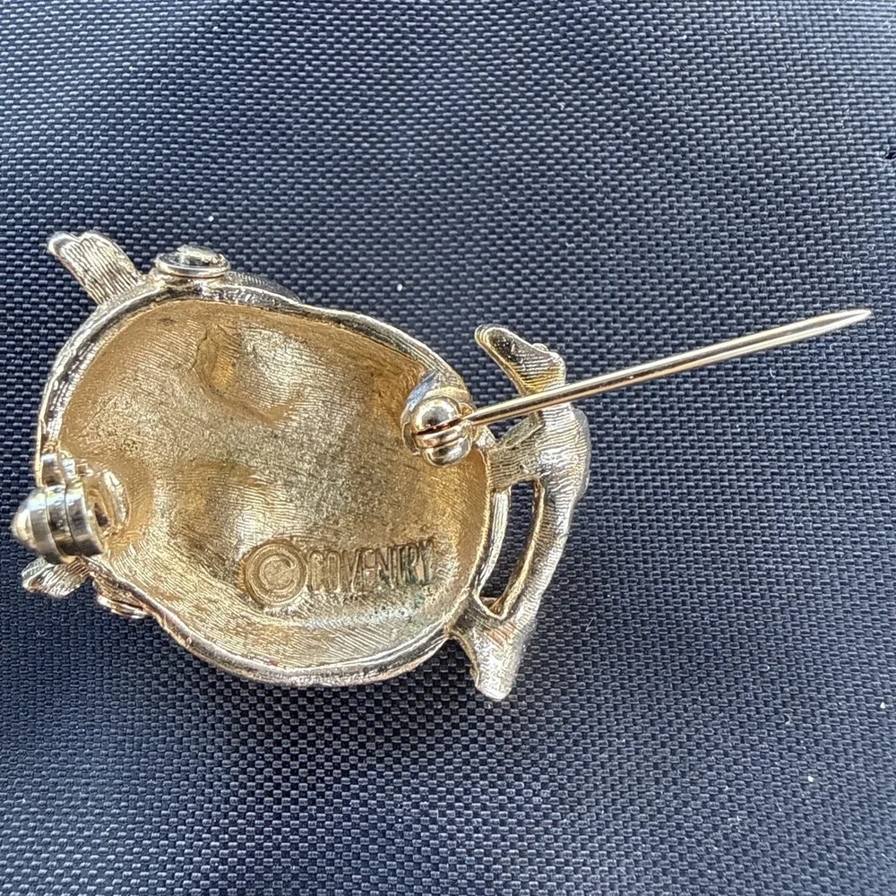 Sarah Coventry Signed Owl Brooch Gold Tone With Red Eyes No Glasses Approx 1.25